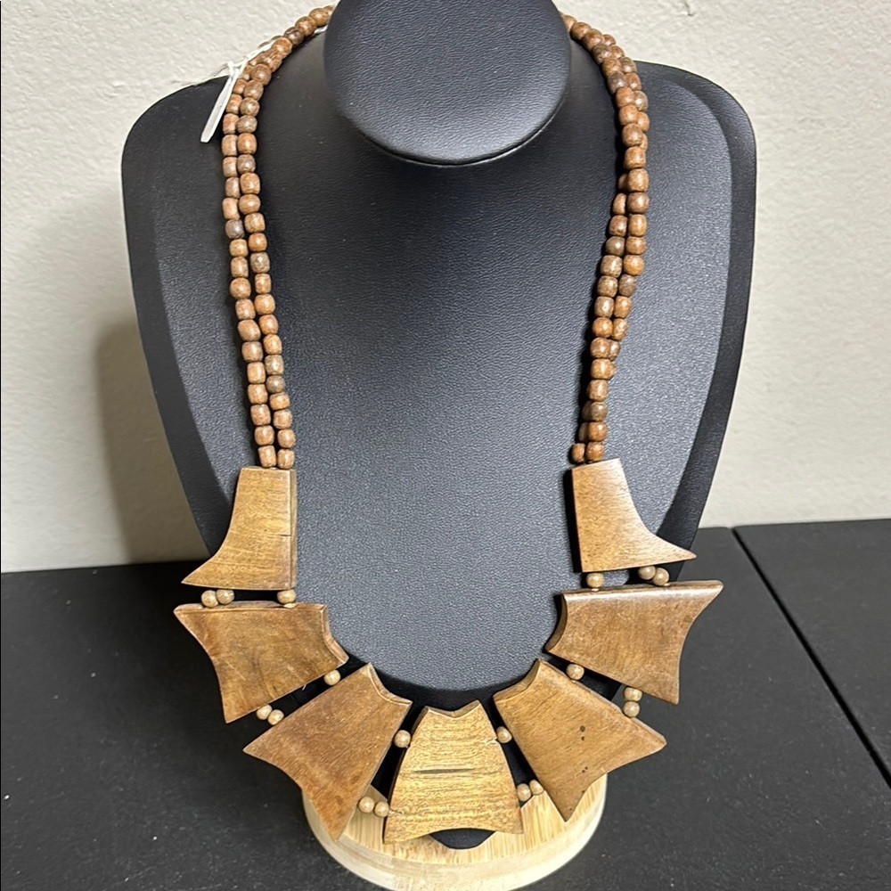 Artisan Wooden Statement Necklace Boho